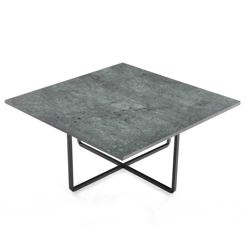 Ninety Coffee Table 80 cm, Black Base, Green Marble