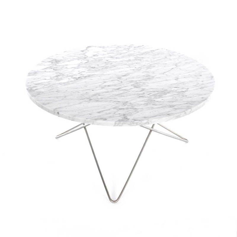 O Coffee table Ø80 cm, Steel frame/White marble