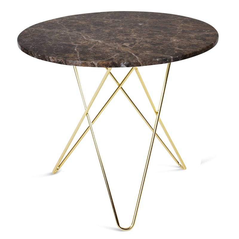 O Dining Table, Brown Marble/Brass