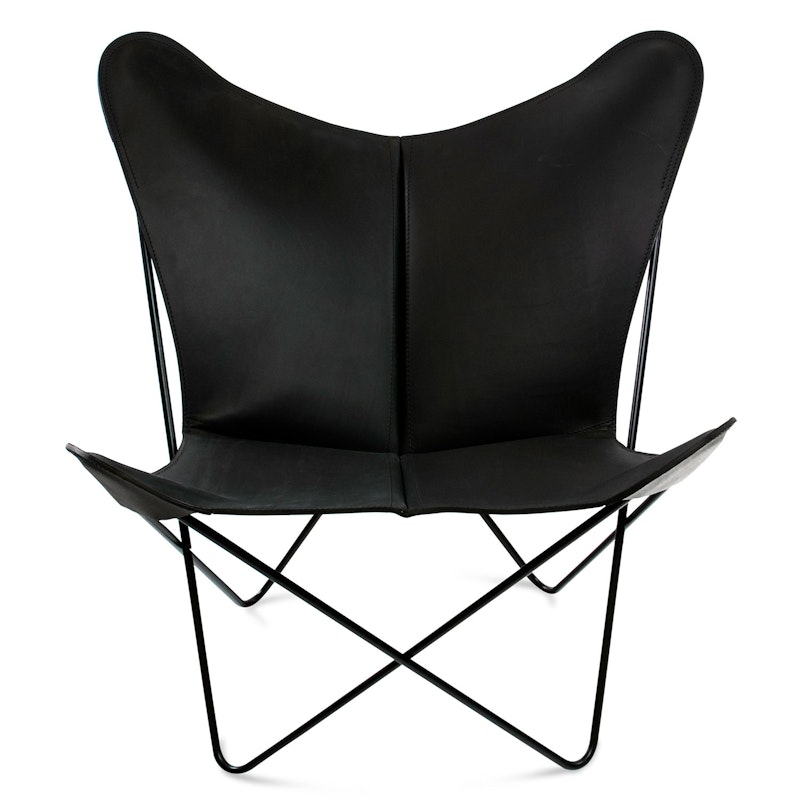 Trifolium Bat Chair, Black Frame, Leather Black