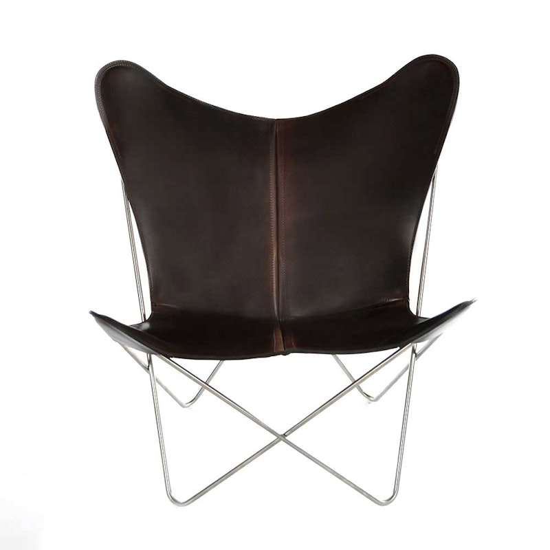 Trifolium Bat Chair, Steel Frame, Leather Mocca