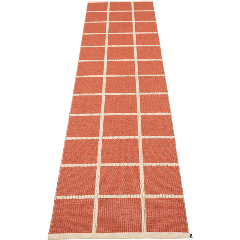 Criss Plastic Rug Brick / Cream, 70x300 cm