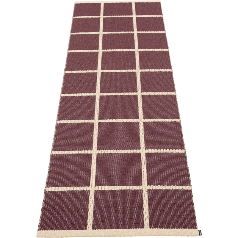 Criss Plastic Rug Burgundy / Cream, 70x225 cm