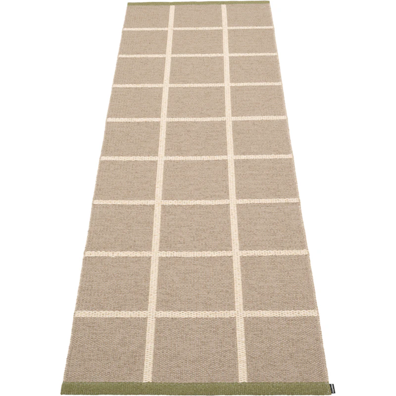 Criss Plastic Rug Potato / Cream / Pine, 70x225 cm