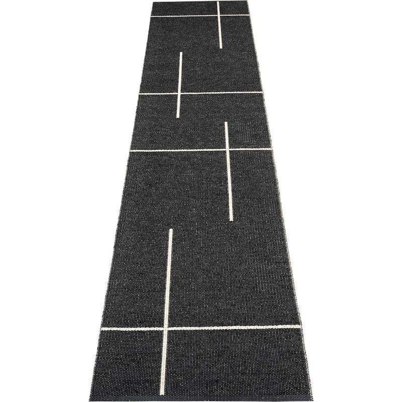 Fred Rug 70x360 cm, Black / Vanilla