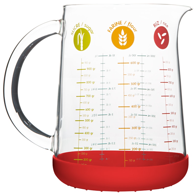 Measuring Jug Glass 1 L, Red