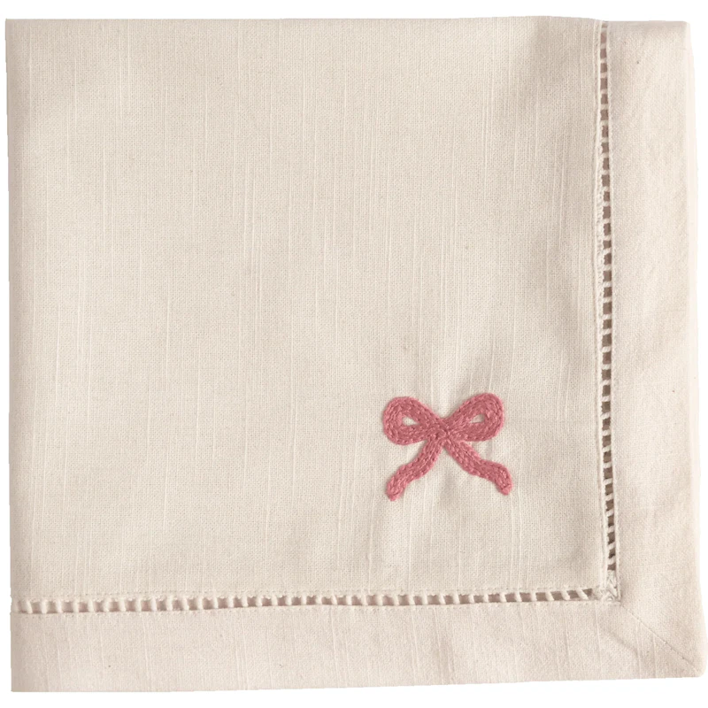 Bow Cotton Napkin 45x45 cm, Pink
