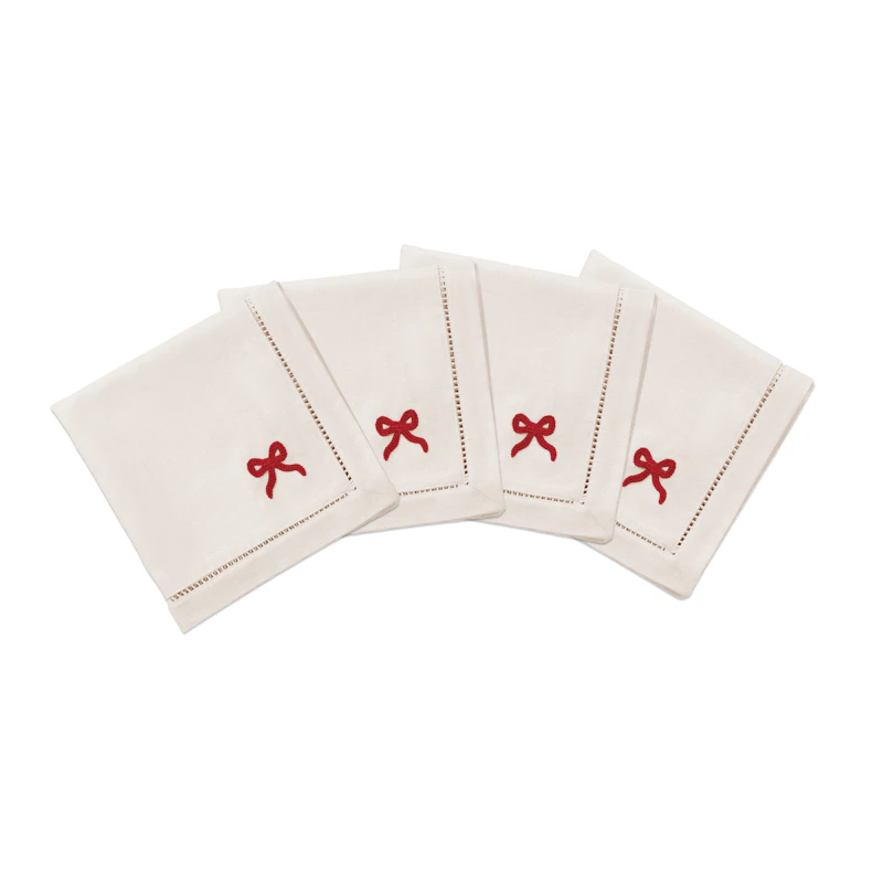Bow Cotton Napkins 45x45 cm 4-pack, Red