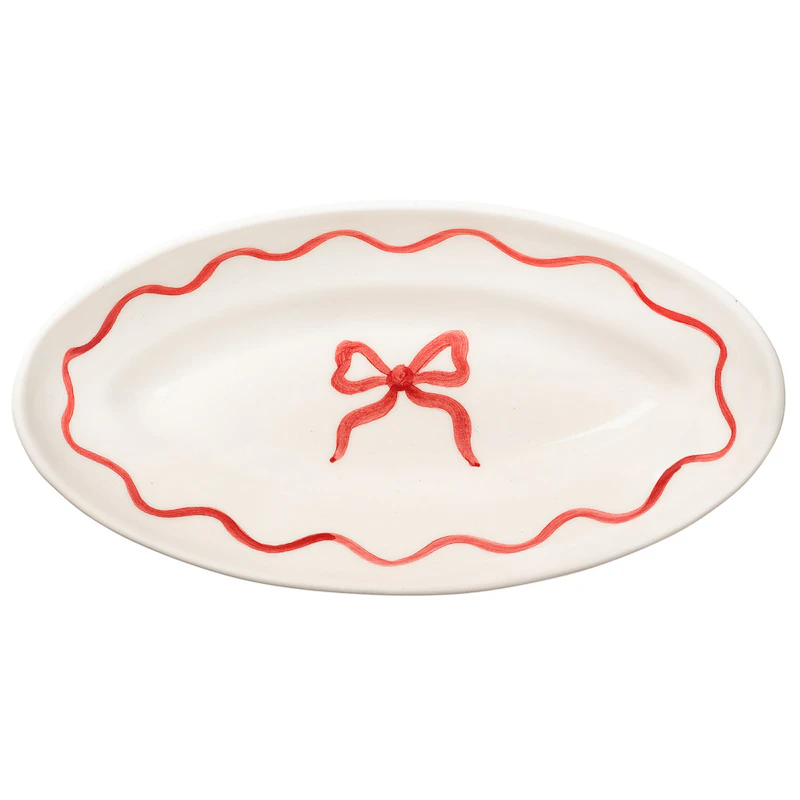 Bow Serving Plate 26 cm, Burgundy