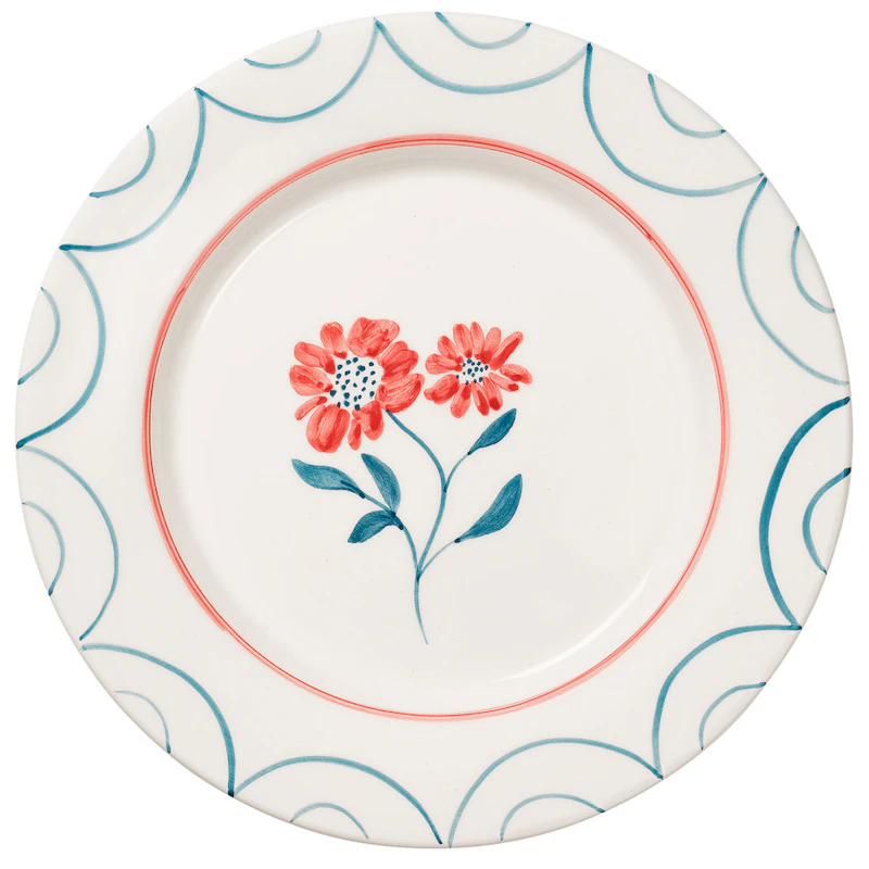 Cottage Flower Plate 28 cm, Teal