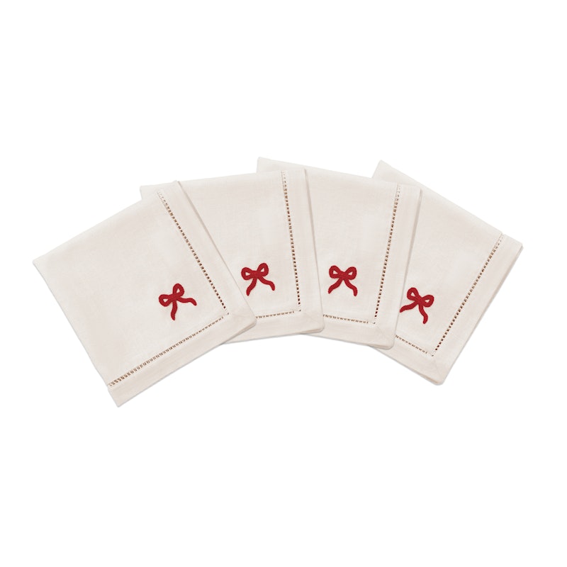 Bow Cotton Napkins 45x45 cm 4-pack, Red