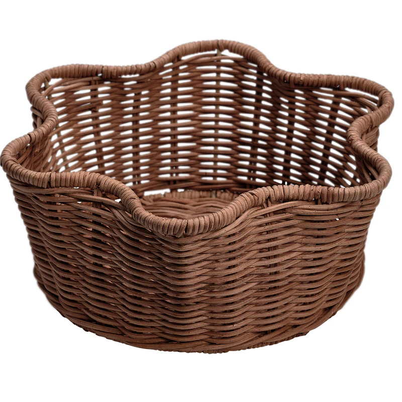 Scallop Basket Rattan Round, Dark Brown