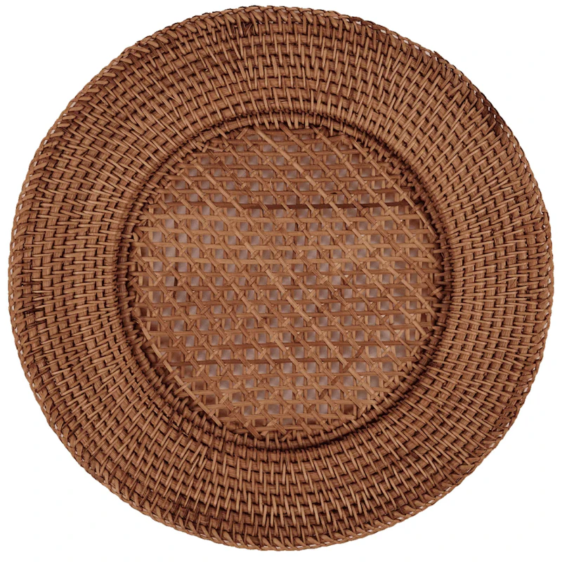 Scallop Table Mat Rattan 36 cm, Dark Brown