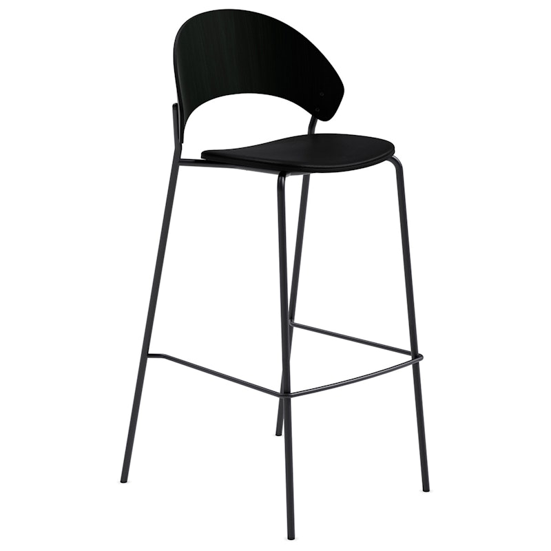 Dosina Bar Stool 75 cm, Black Oak / Black Leather