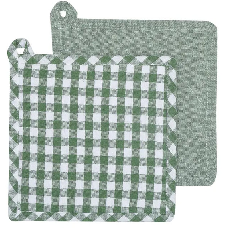 Bella Pot Holder 2-pack, Green / White