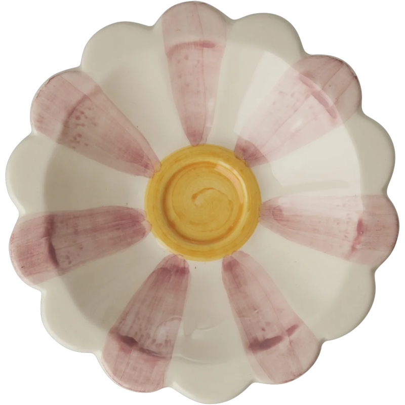 Flower Dip Bowl With Hand-painted Stripes, Pink