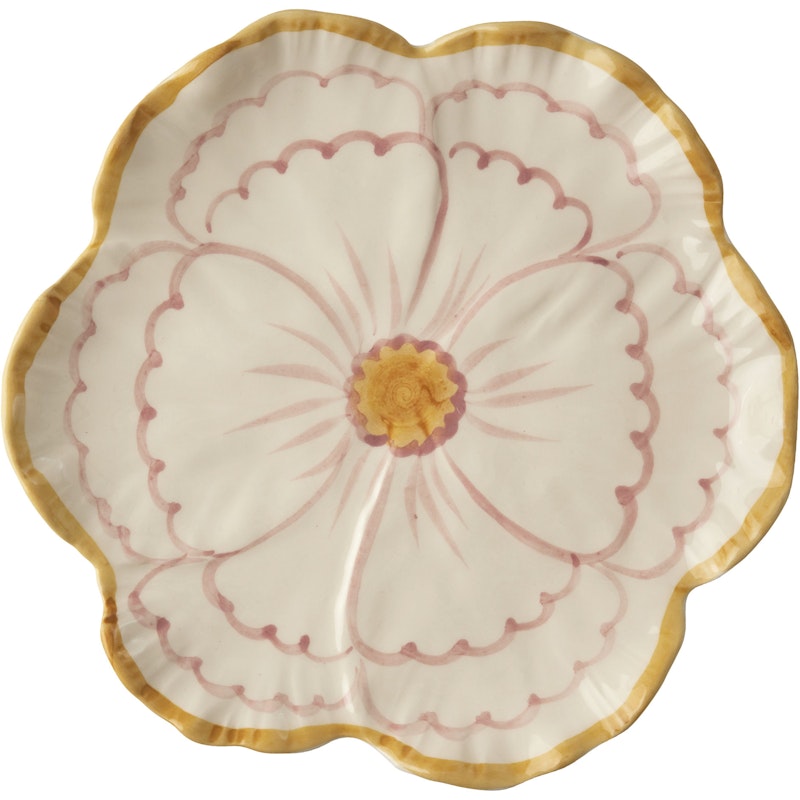 Ceramic Plate Flower Shaped 19,5 cm With Yellow Border