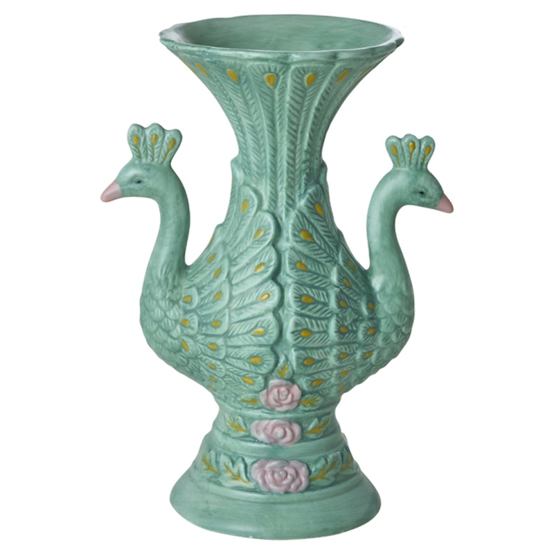 Peacocks Vase 20 cm, Green