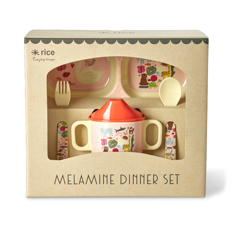 Childrens Tableware Melamine, Pink Wildlife