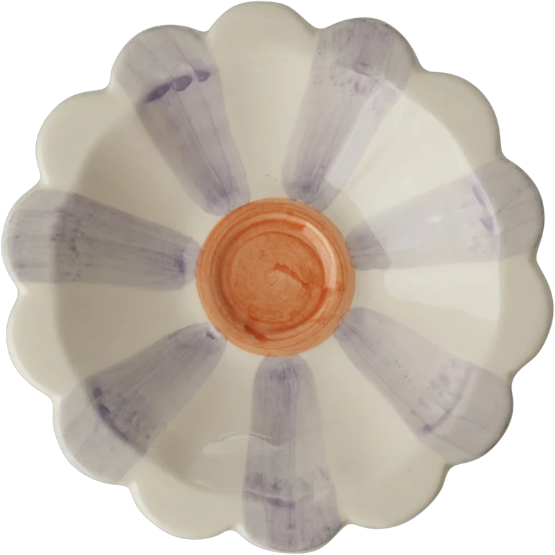 Flower Dip Bowl With Hand-painted Stripes, Lavender