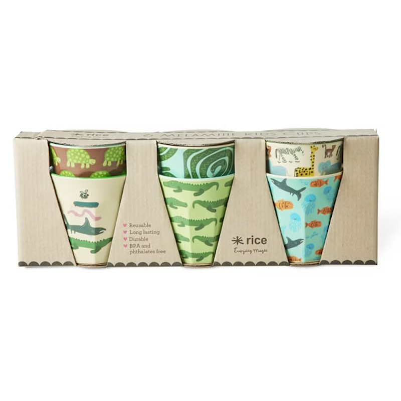 Melamine Cups 6-pack, Mint Wildlife