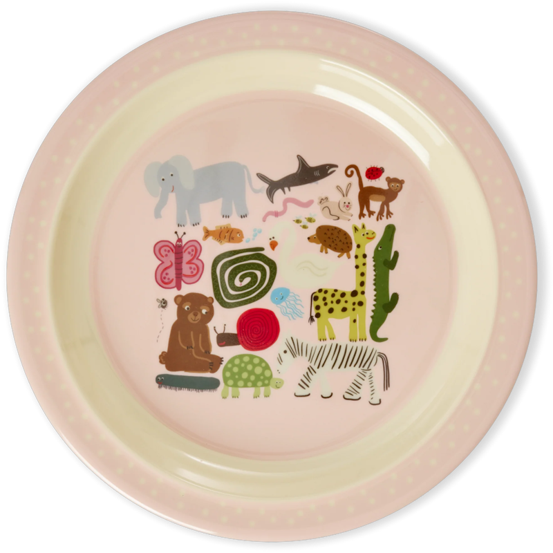 Melamine Plate 20 cm, Pink Wildlife