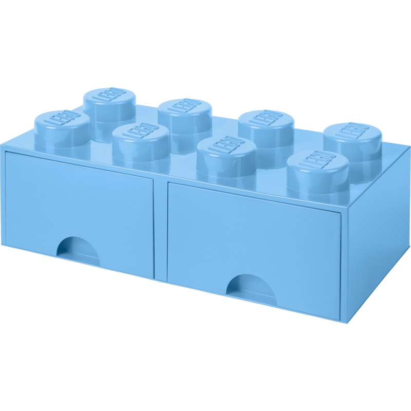 LEGO® Storage With 2 Drawers 8 Knobs, Light Royal Blue