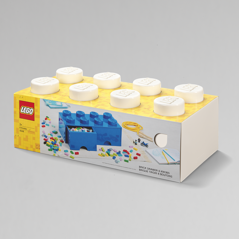 LEGO Storage With 2 Drawers 8 Knobs White