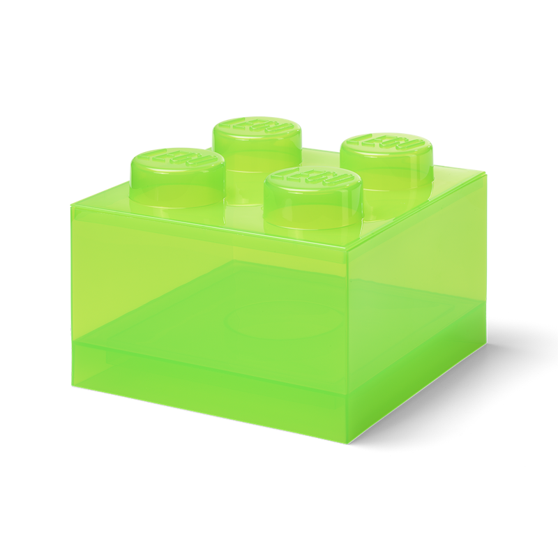 LEGO® Brick Storage Box Translucent 4 Knobs, Light Green