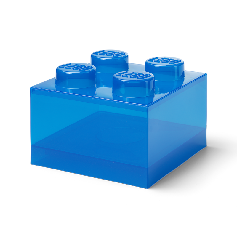 LEGO® Brick Storage Box Translucent 4 Knobs, Blue