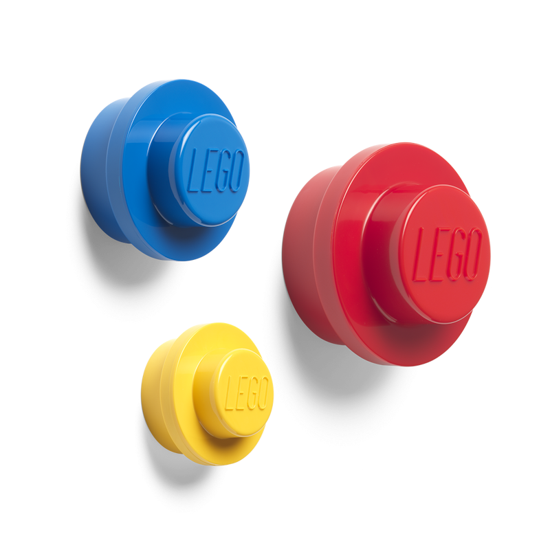 LEGO® Wall Hooks 3-pack, Blue / Red / Yellow