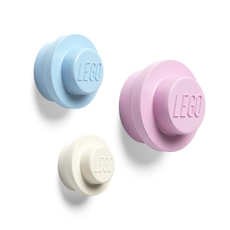 LEGO® Wall Hooks 3-pack, White / Blue / Pink