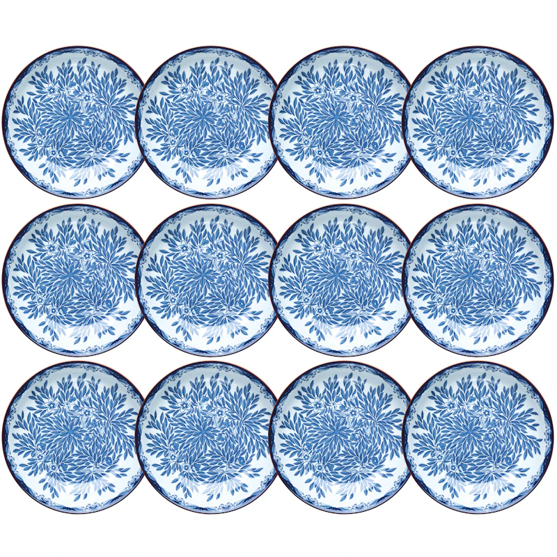 Ostindia Floris Deep Plate 22 cm 12-pack, Blue