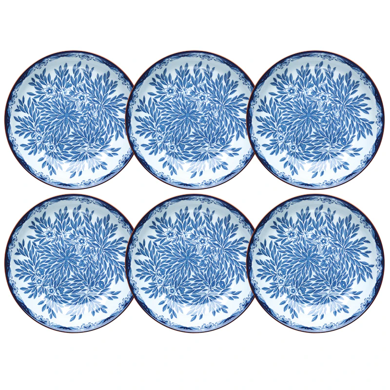 Ostindia Floris Deep Plate 22 cm 6-pack, Blue