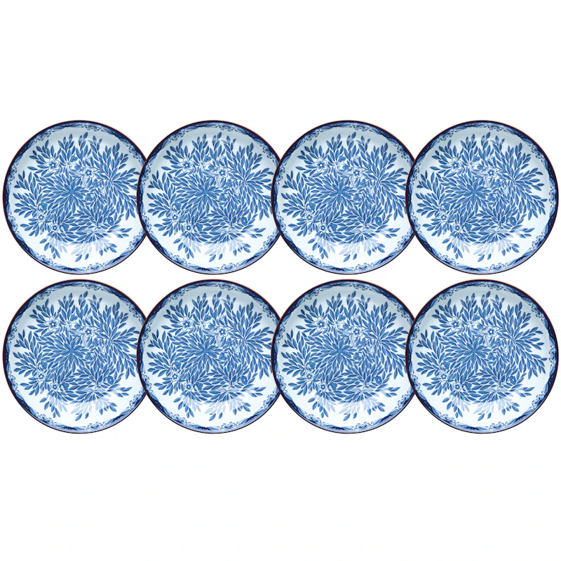 Ostindia Floris Deep Plate 22 cm 8-pack, Blue