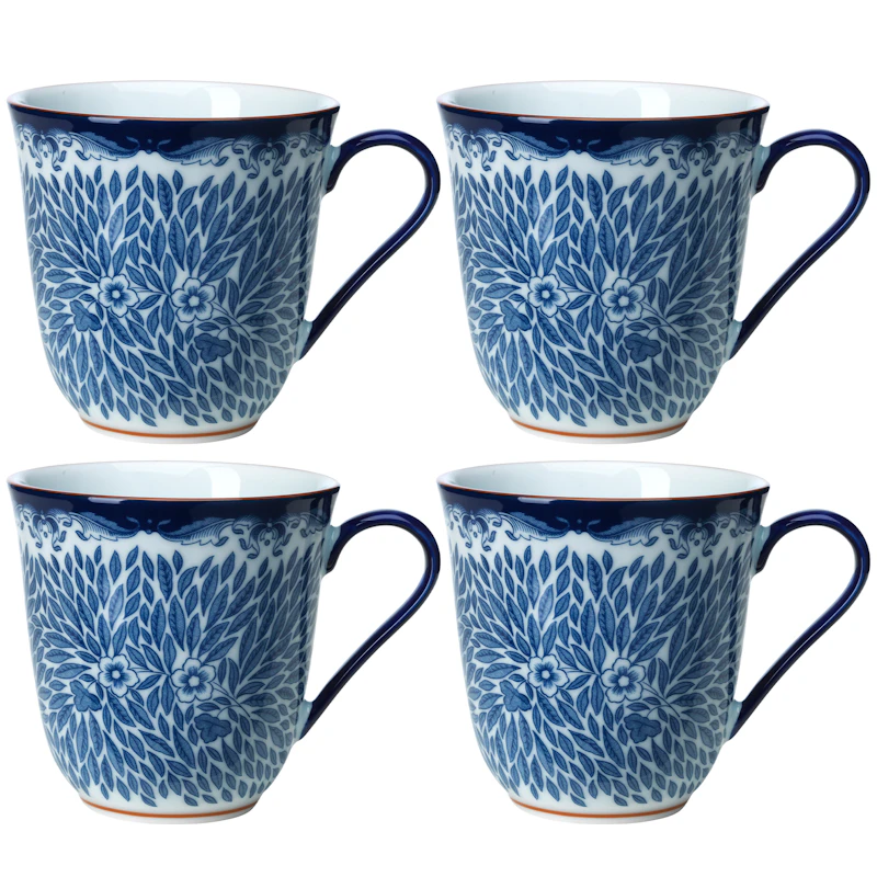 Ostindia Floris Mug 30 cl 4-pack, Blue