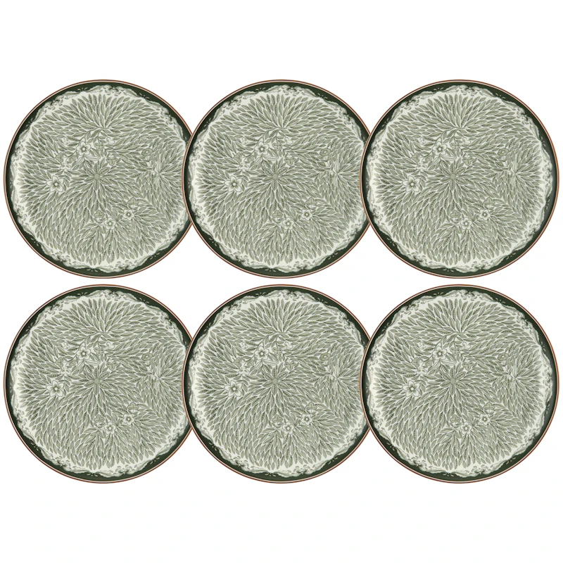 Ostindia Floris Plate 20 cm 6-pack, Green