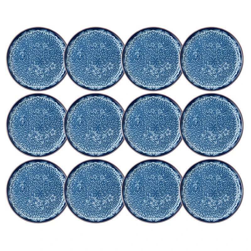 Ostindia Floris Plate 20 cm 12-pack, Blue