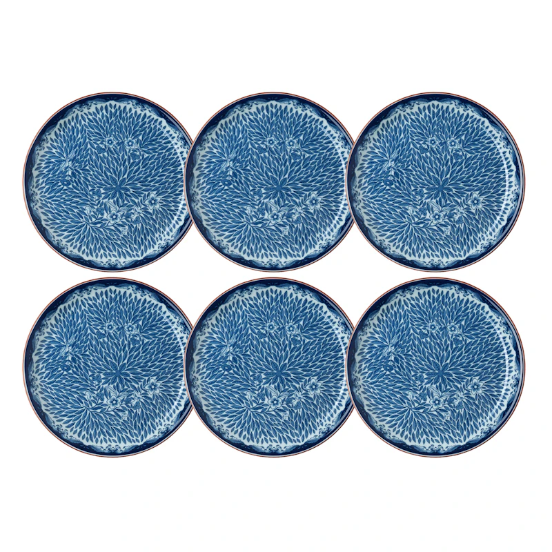 Ostindia Floris Plate 20 cm 6-pack, Blue