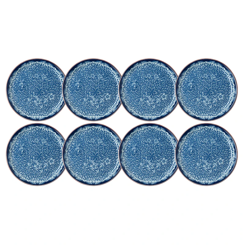 Ostindia Floris Plate 20 cm 8-pack, Blue