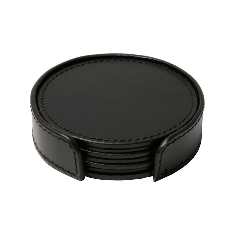 Coasters Round 6 Pcs, Black