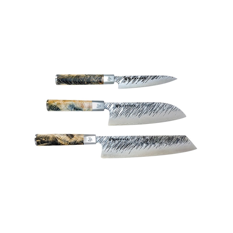 Ame Knife Set Petty Santoku Kiritsuke 3 Pieces