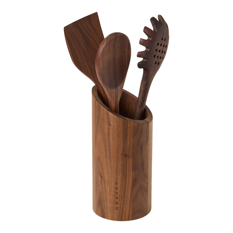 Kitchen Utensil Holder including 3 tools, Walnut