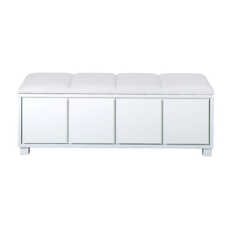 Bench 6, 120 cm, White/Leather