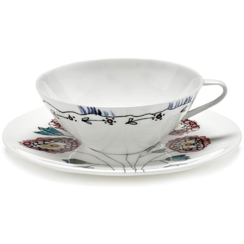 Anemone Milk Coffee Cup Low With Saucer