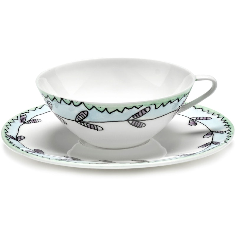 Blossom Milk Coffee Cup Low With Saucer