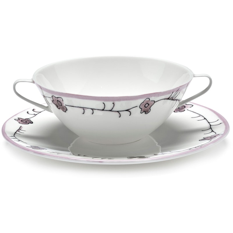 Dark Viola Soup Bowl With Saucer