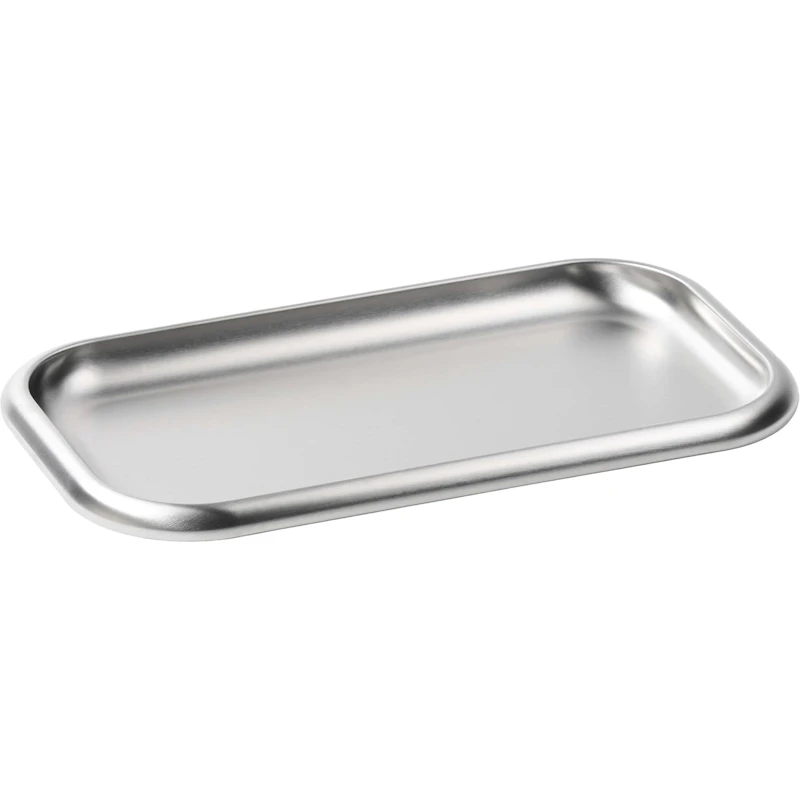 Steel Serving Tray, Brushed Silver