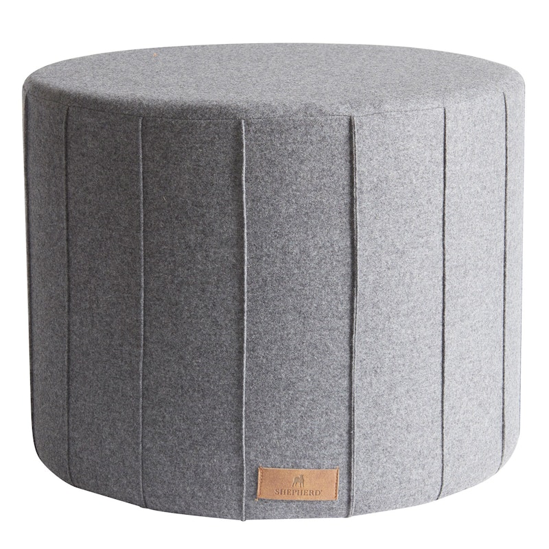 Anja Round Wool Pouf 50x40cm, Granite