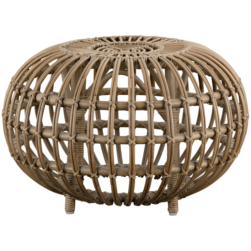 Ottoman Footstool Rattan Ø55 cm, Antique